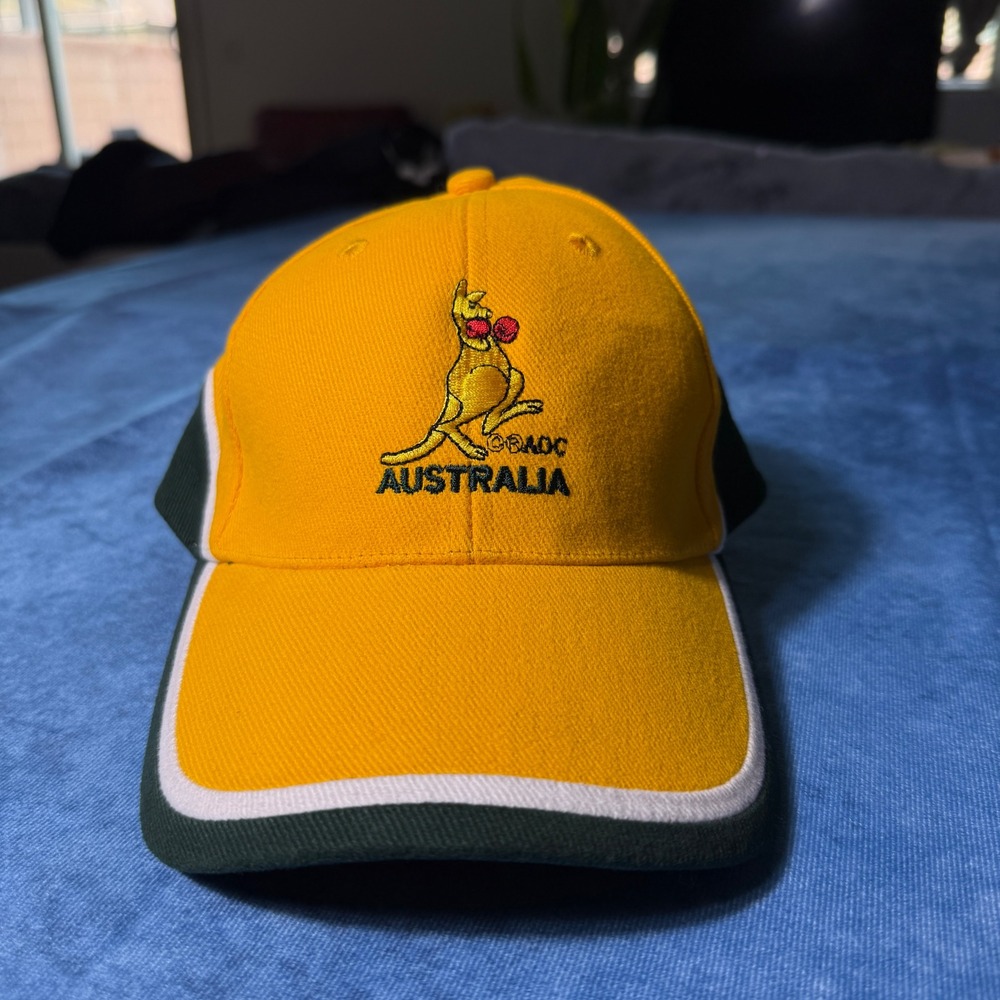 Legend Australia Boxing Kangaroo Hat Yellow Green Strapback Baseball Cap 4026